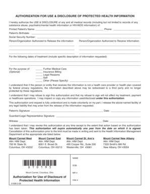 Authorization for Use and Disclosure of Protected Health Information