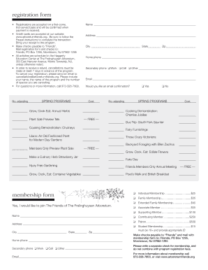 Arboretum Friends Registration Form