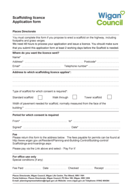 UK Scaffold Erecting Permit Application