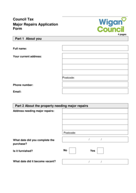 Council Tax Major Repairs Application Form