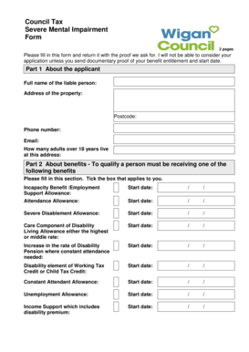 UK Severe Mental Impairment Council Tax Form