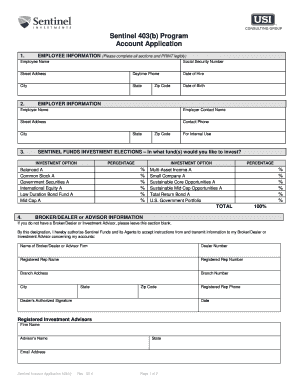 Sentinel 403(b) Program Account Application