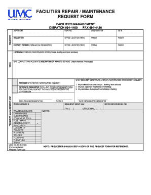 Facilities Repair Maintenance Request Form