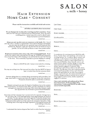 Hair Extension Home Care Consent