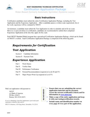 NICET Engineering Technician Certification Application
