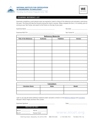 EXAMINEE REFERENCE LIST - Home - NICET Main - nicet