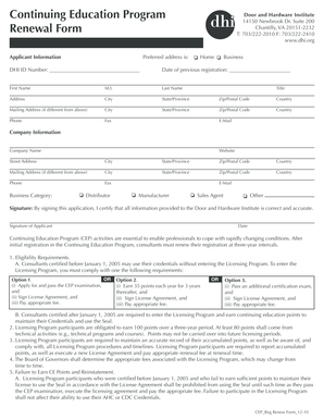 Continuing Education Program Renewal Form
