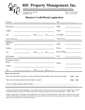 Commercial Property Rental Application