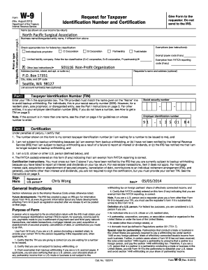 IRS Form W-9 Request for Taxpayer Identification Number and Certification