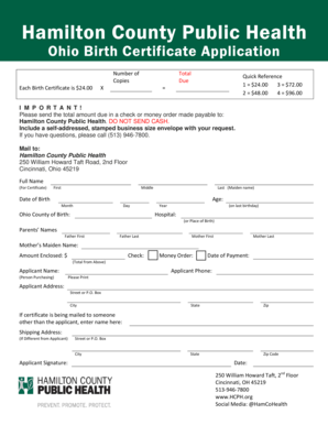 Ohio Birth Certificate Application