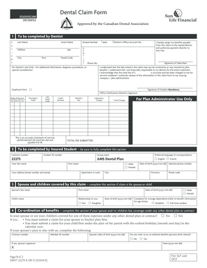 Canadian Dental Claim Form