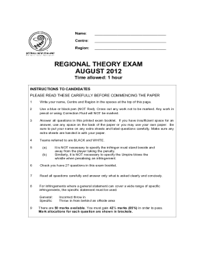 Regional Theory Exam