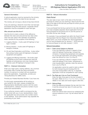 BC Off-Highway Fuel Tax Refund Application