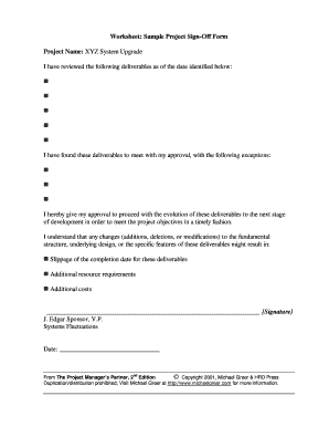 Project Sign-Off Form