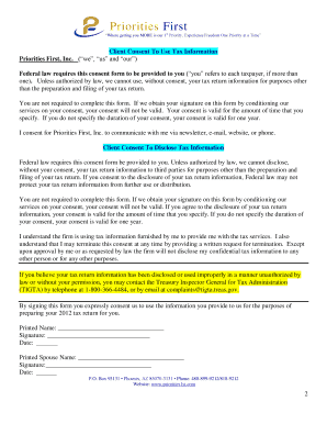 Client Consent To Use Tax Information