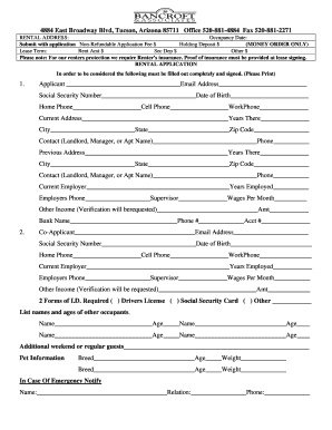 Arizona Rental Application Form