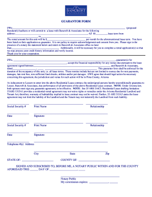Arizona Guarantor Form