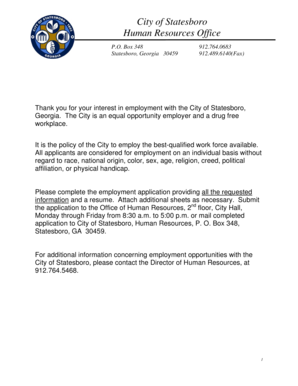 City of Statesboro Employment Application