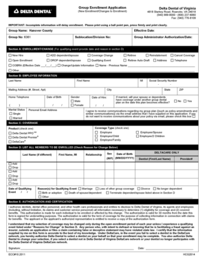 Delta Dental Group Enrollment Application