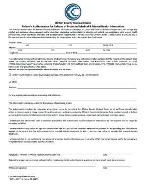 Patient Authorization for Release of Medical Information