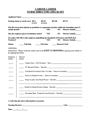 Nurse Director Checklist