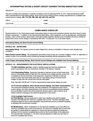 Interrupting Rating & Short-Circuit Current Rating Inspection Form