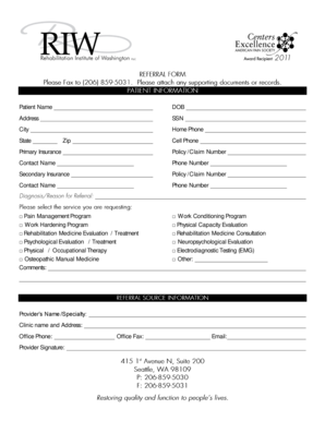 Patient Insurance and Treatment Authorization Form