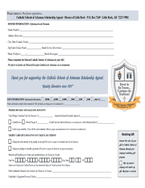 Catholic Schools of Arkansas Scholarship Appeal Donation Form
