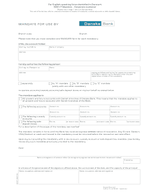 Danske Bank Corporate Account Mandate Form