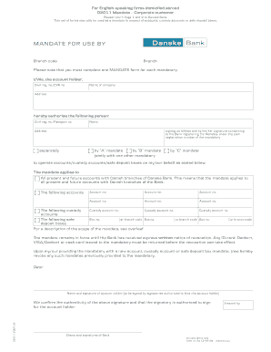 Danske Bank Corporate Customer Mandate Form