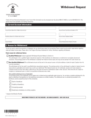 College Savings Withdrawal Request Form