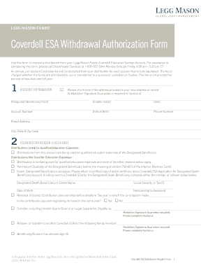 Coverdell ESA Withdrawal Authorization Form