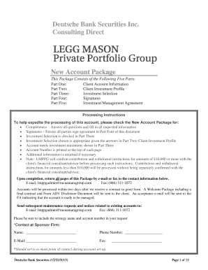 Deutsche Bank Securities New Account Package