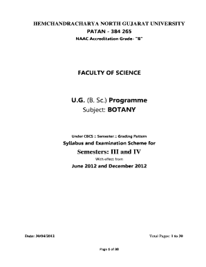 UG B Sc Programme Subject BOTANY - ngu ac