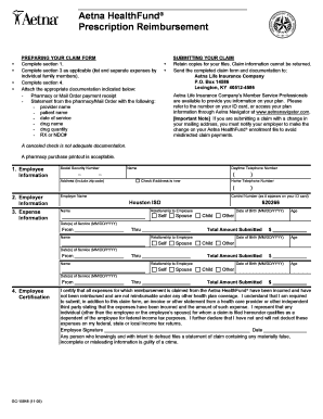 Aetna HealthFund Prescription Reimbursement Form