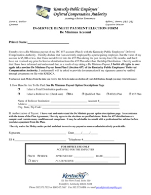 Kentucky De Minimus Payout Election Form