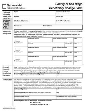 County of San Diego Beneficiary Change Form