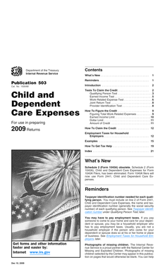 IRS Publication 503 Child Care Expenses