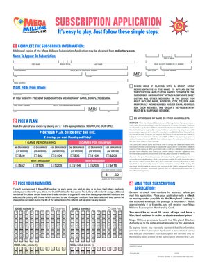 Mega Millions Subscription Application