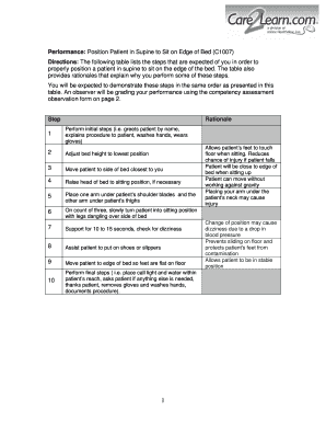 Patient Positioning Competency Assessment Form
