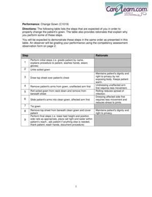 Change Gown Competency Assessment Form