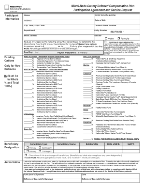 Miami-Dade County Deferred Compensation Plan Participation Agreement