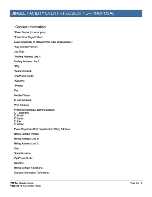 Sample event proposal pdf - Single facility event request for proposal - Convention Industry ... - conventionindustry