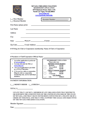 Nevada Firearms Coalition Membership Application