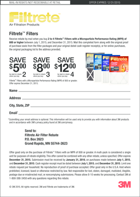 Filtrete Air Filter Mail-In Rebate Form