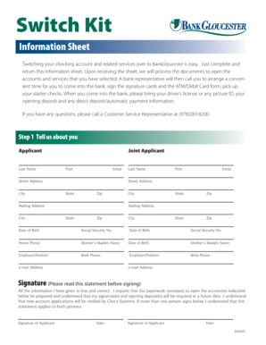 BankGloucester Switch Kit Information Sheet