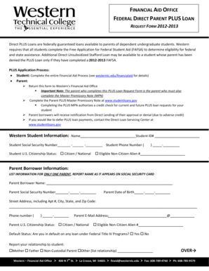 Federal Direct Parent PLUS Loan Request Form