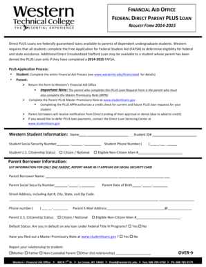 Federal Direct Parent PLUS Loan Request Form
