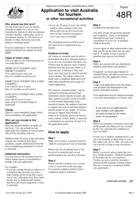 Australia Tourist Visa Application Form 48R