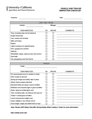Vehicle and Trailer Inspection Checklist